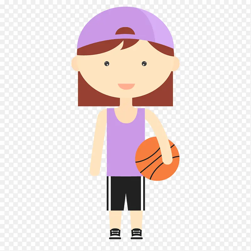 打篮球的女孩手绘运动女孩形象矢