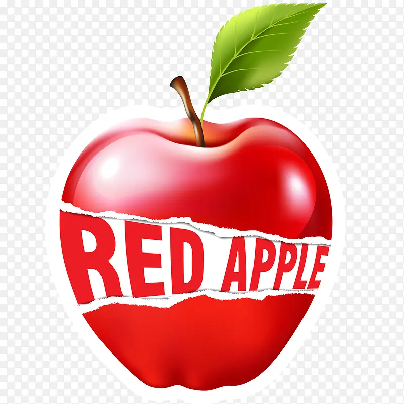 红苹果创意贴纸插画