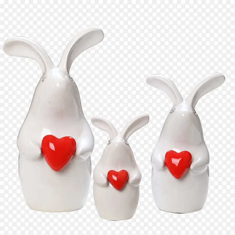 白色小兔子陶瓷摆件