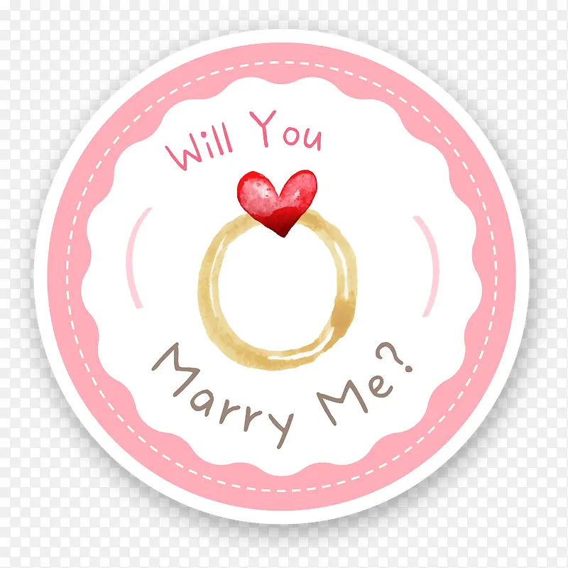 粉色戒指结婚标签