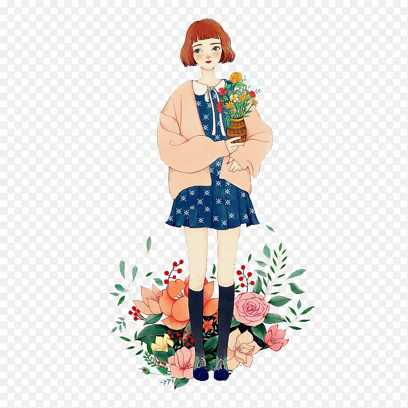 手绘清纯美少女