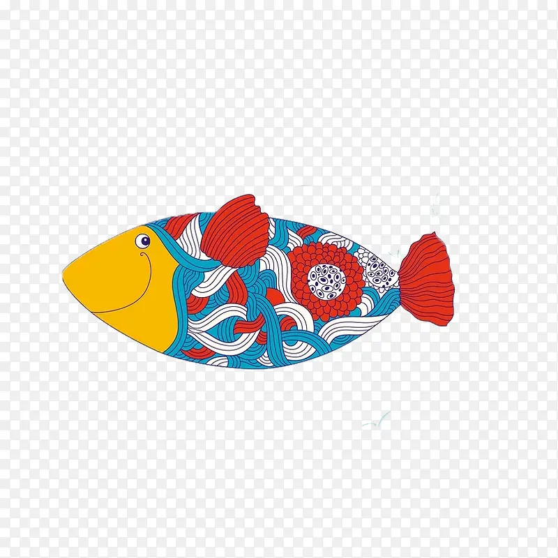 彩色装饰海洋生物鱼类图案
