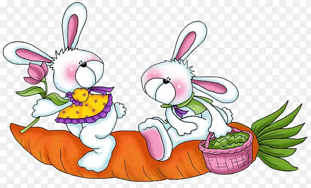 卡通骑车胡萝卜的小白兔