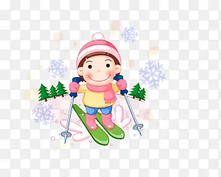 滑雪的小女孩