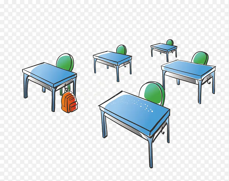 学生时代上课的课桌和书包