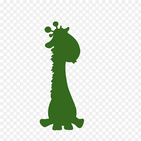 卡通可爱绿色长颈鹿剪影