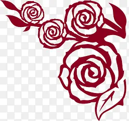 创意合成红色的玫瑰花剪纸效果