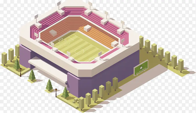 立体3D地标建筑体育场矢量元素