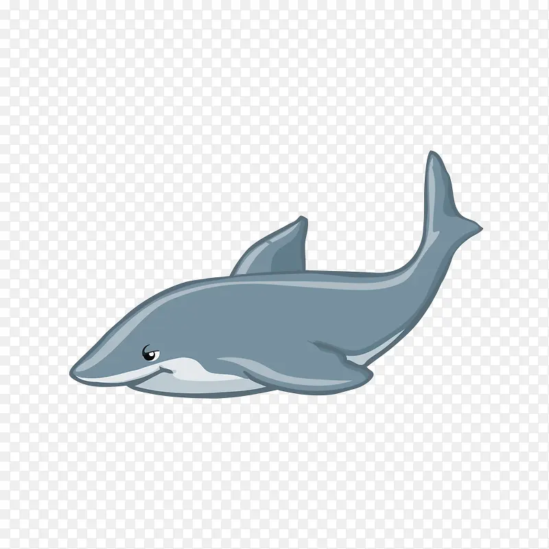矢量手绘灰色海底生物鲨鱼