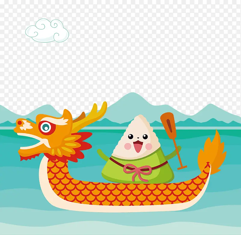 免抠卡通手绘蓝色湖水里的龙舟PNG图片素材下载_图片编号qdvpxwzq-免抠素材网