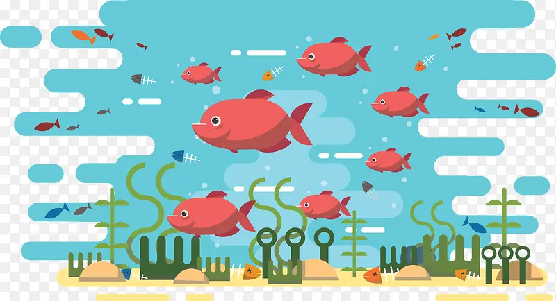 创意插画彩绘位图图形海底生物矢