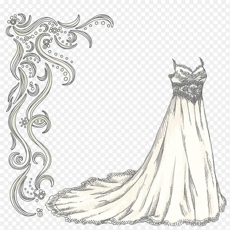 白色水晶华丽的婚纱
