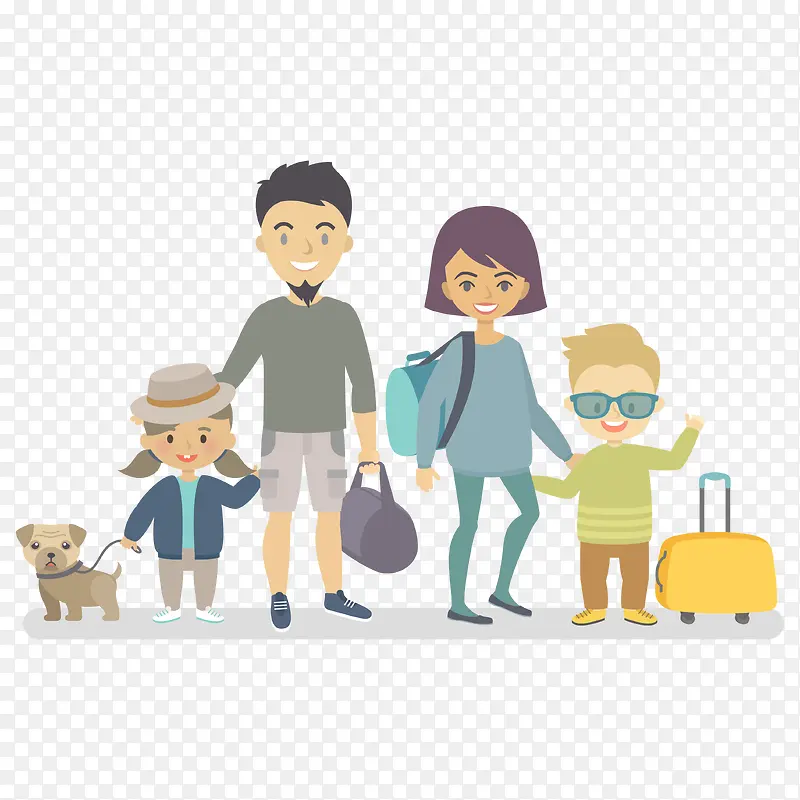 一家人出发去旅游