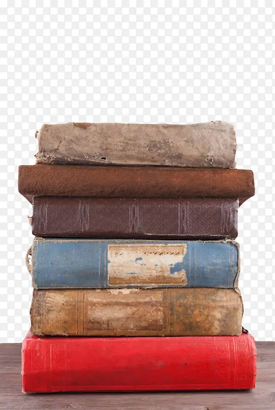 棕色厚实烂旧堆起来的书实物
