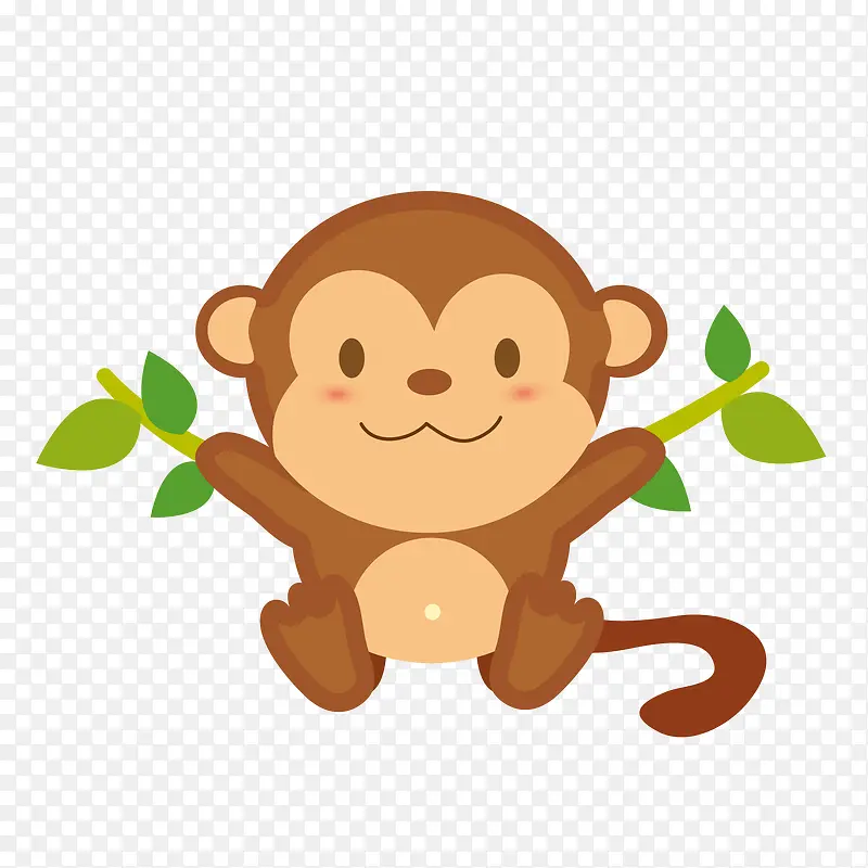 矢量手绘微笑小猴子