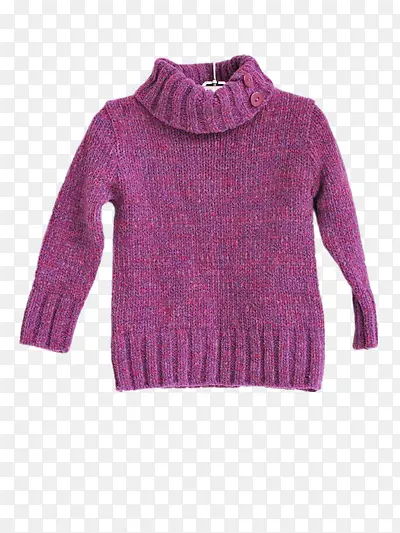 紫色高领针织加厚儿童毛衣