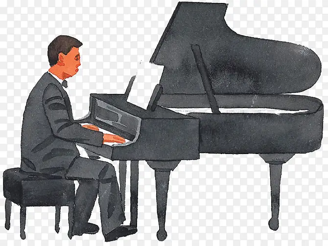 弹钢琴的音乐家免抠图