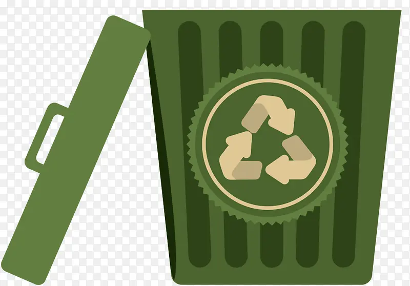 卡通绿色条纹回收箱
