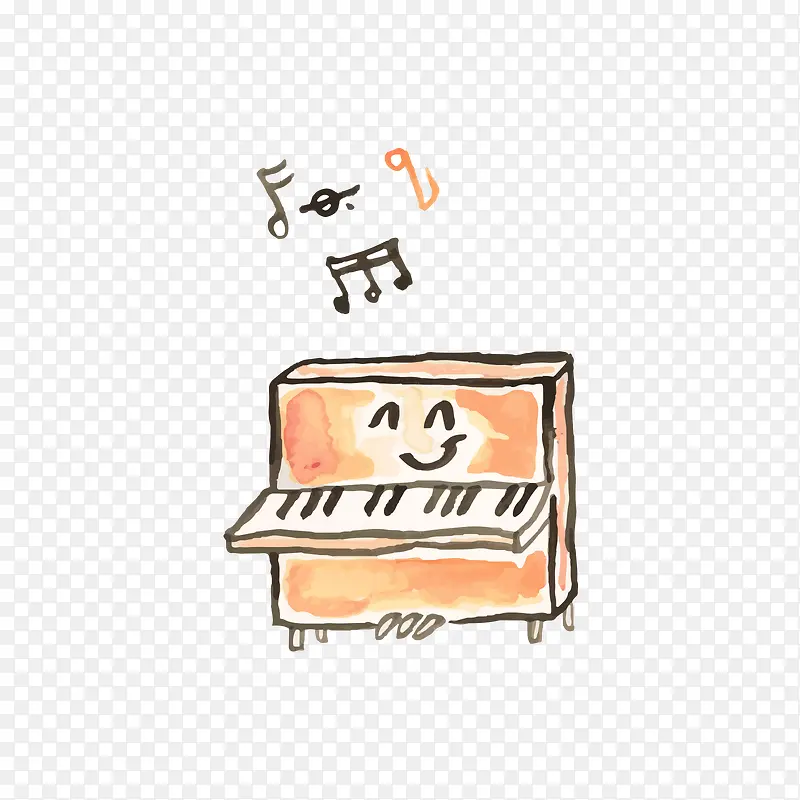 橙色卡通钢琴