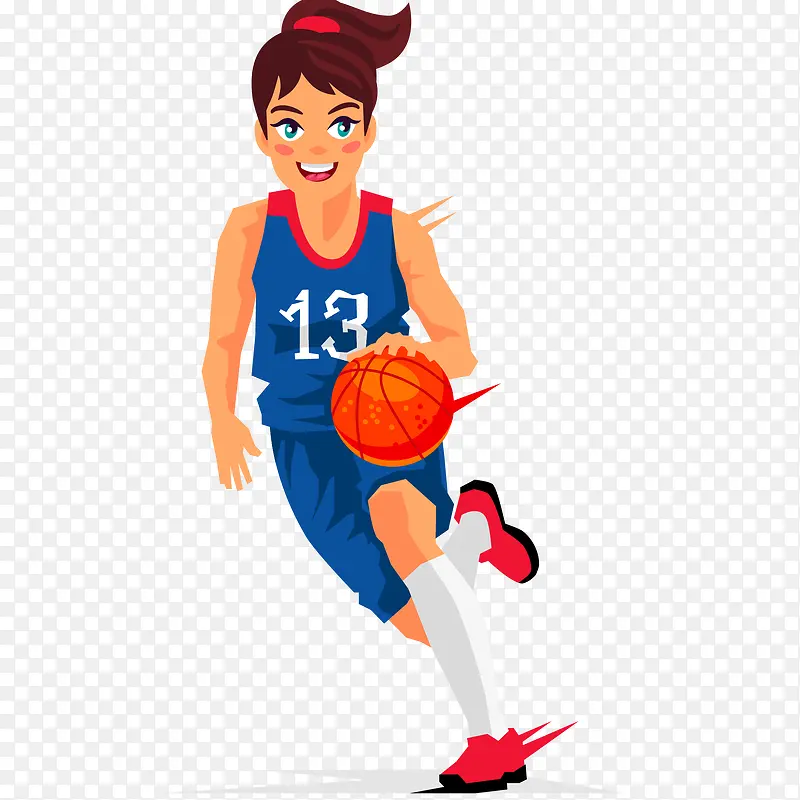 女子篮球运动员插画