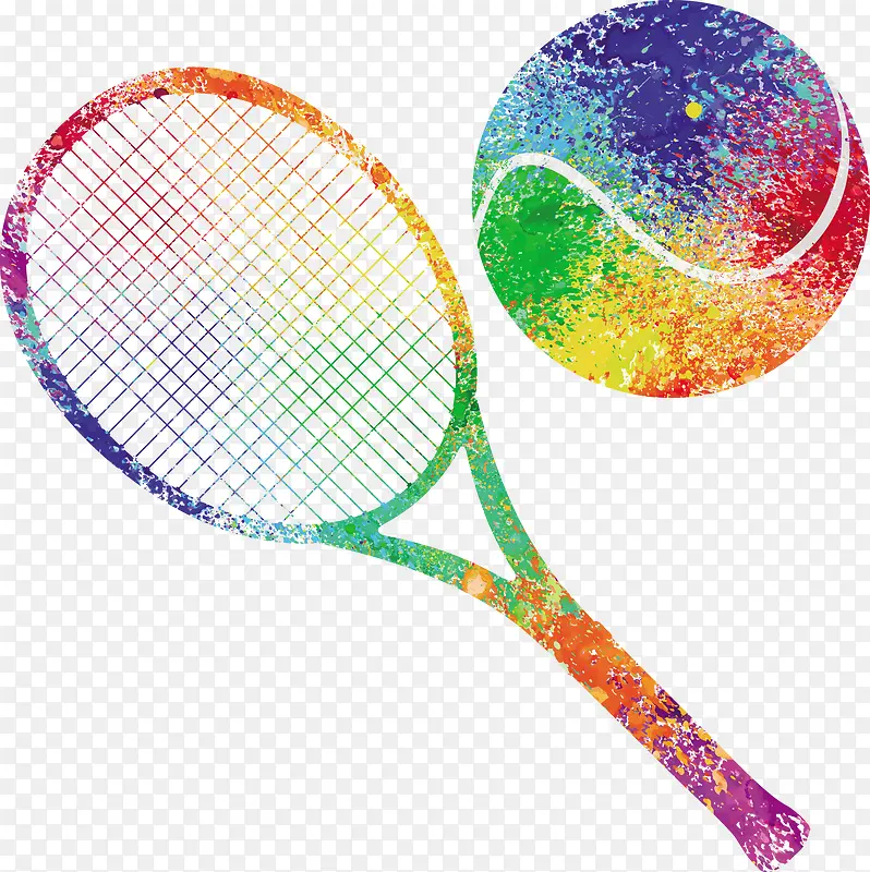 矢量彩色网球拍与网球