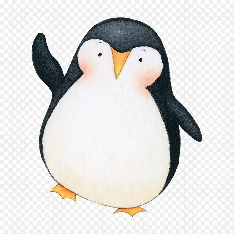 水彩手绘胖胖的企鹅