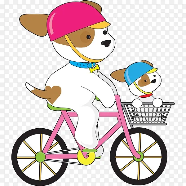 狗妈妈骑车带着狗宝宝