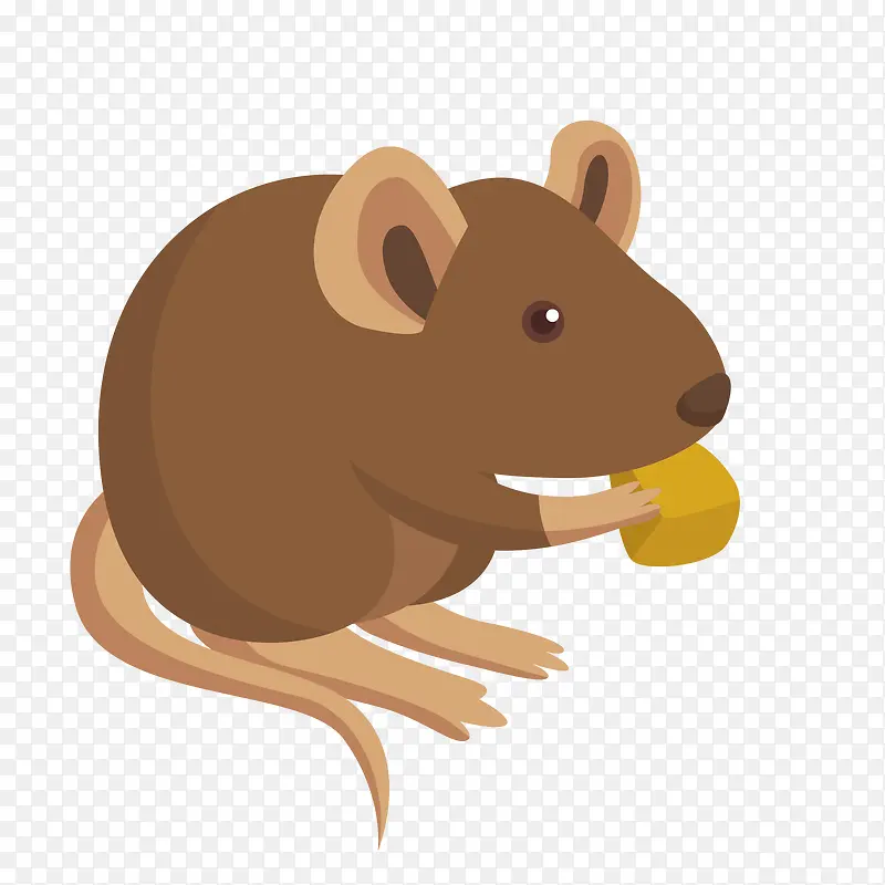 棕色卡通设计老鼠吃东西