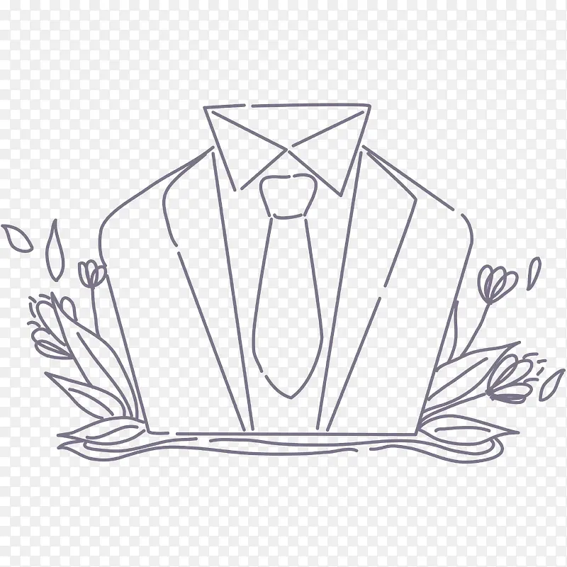 卡通手绘线条衣服植物