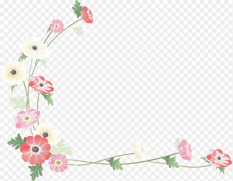 手绘粉色花卉边框