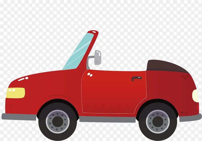 矢量手绘红色小汽车