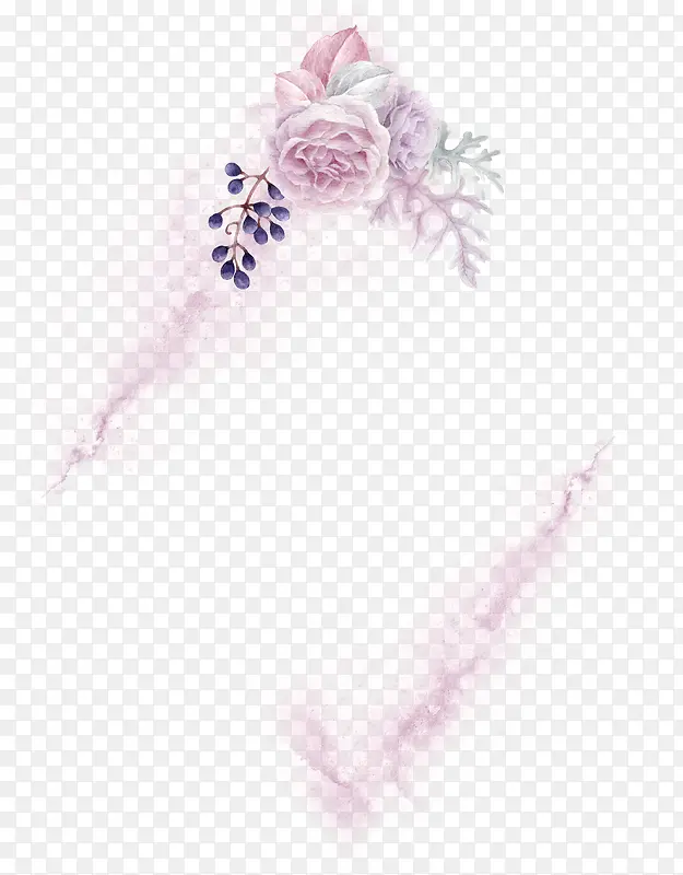 手绘卡通紫色花卉花框创意