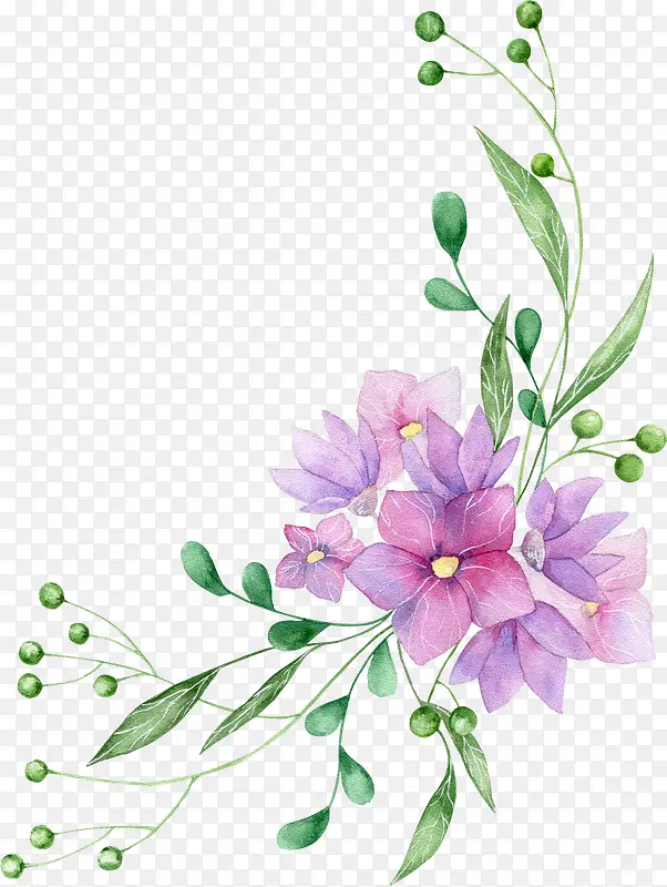 卡通手绘紫色的花卉