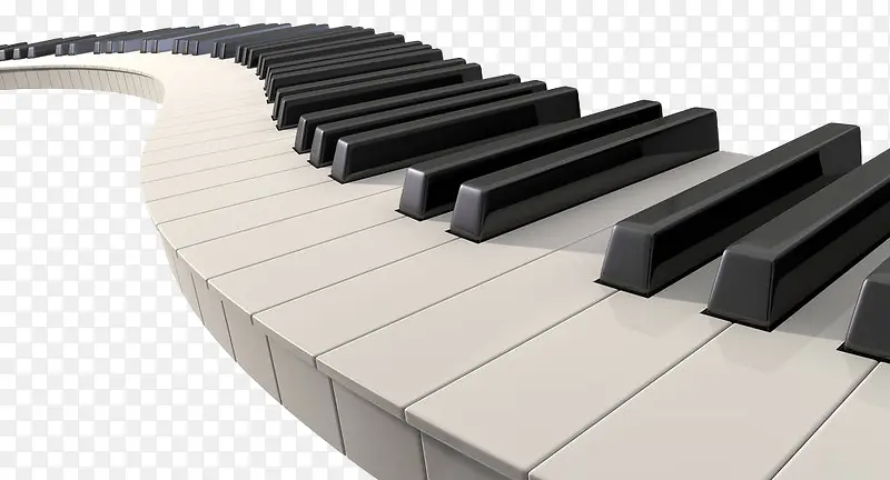 弯曲的钢琴键盘