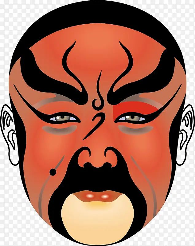 红色脸谱矢量素材图