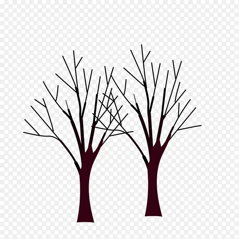 光秃秃的两颗树