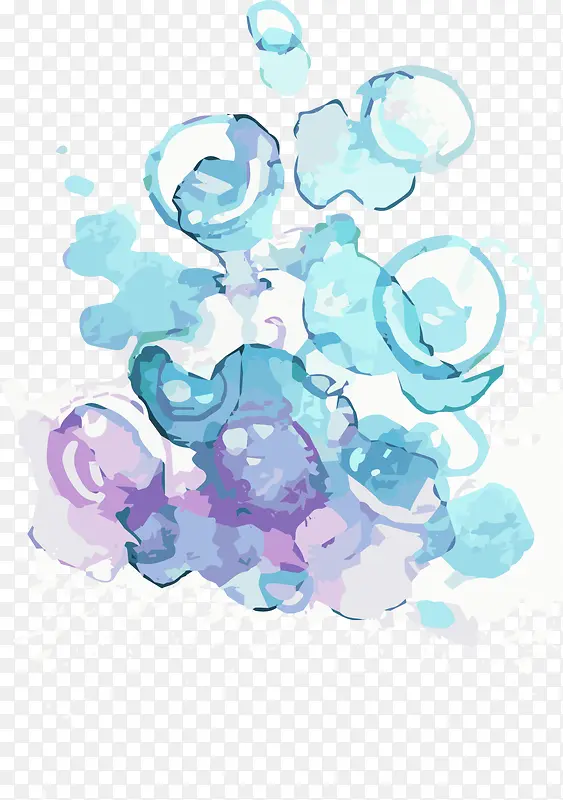 水彩蓝色美丽气泡