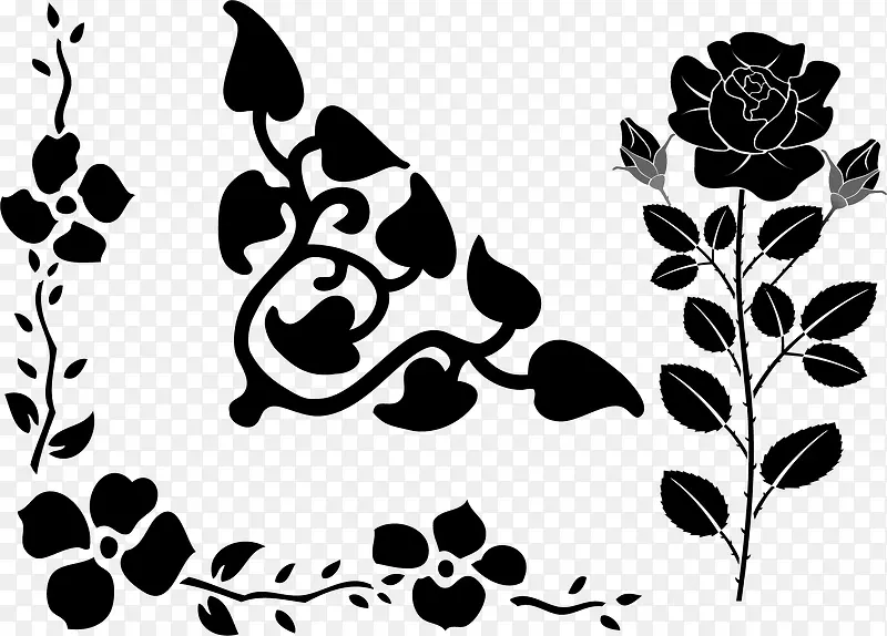 黑色花朵装饰图案