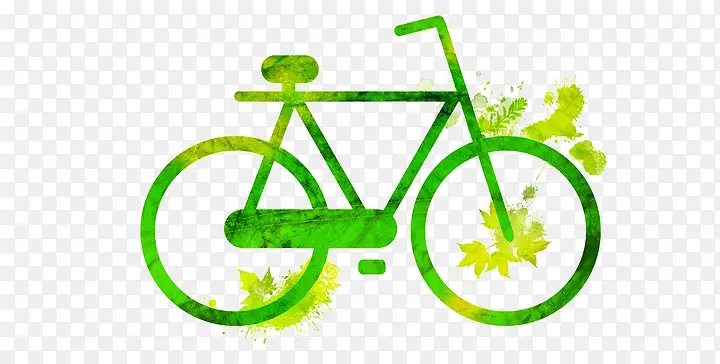 绿色手绘自行车