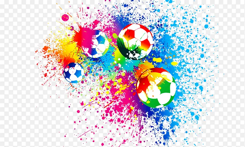 手绘创意足球和颜料喷溅