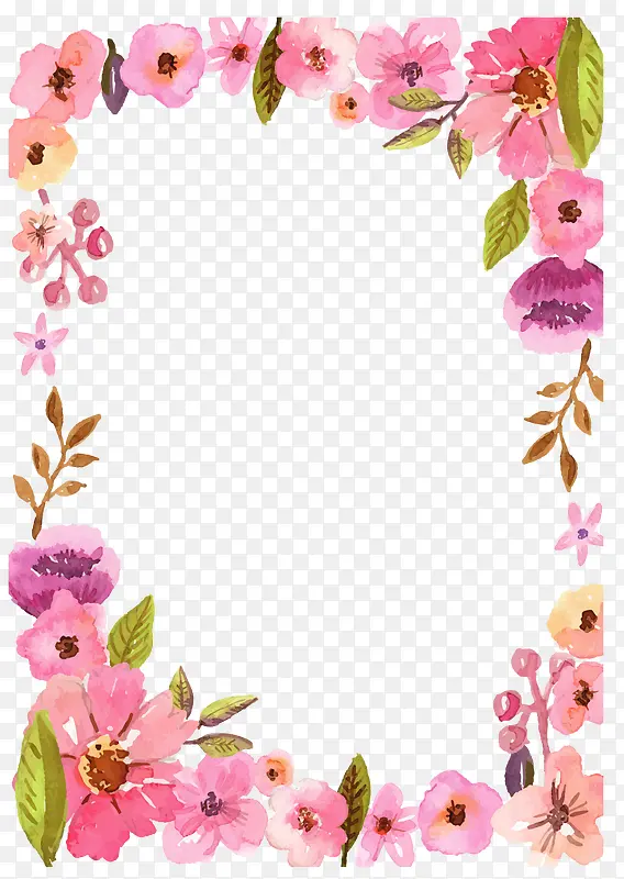 手绘粉色花朵边框