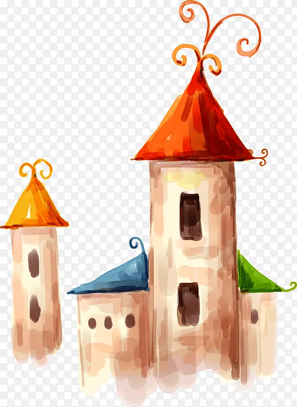 彩色可爱手绘插画城堡
