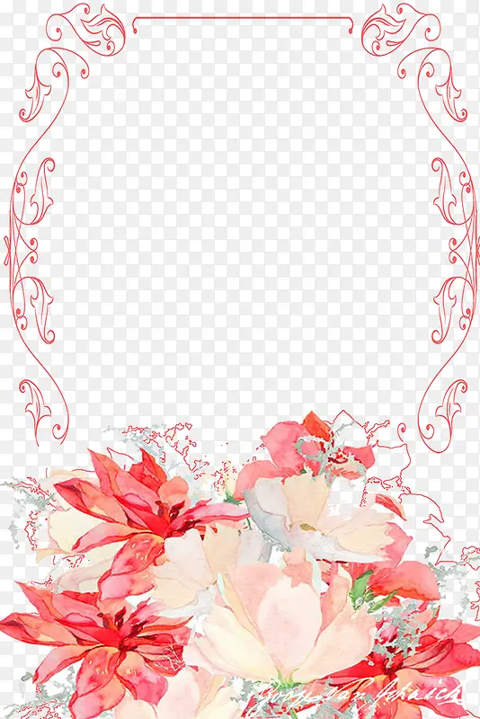 手绘粉红主题花朵边框