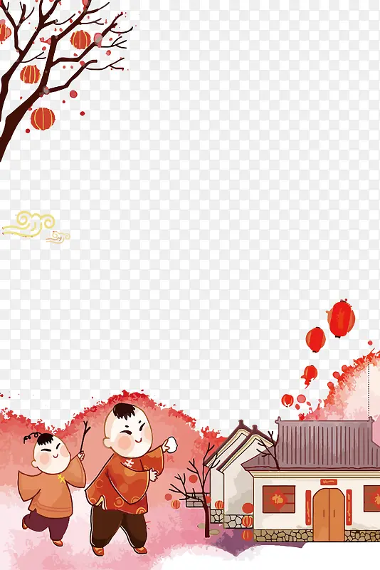 春节卡通手绘矢量背景