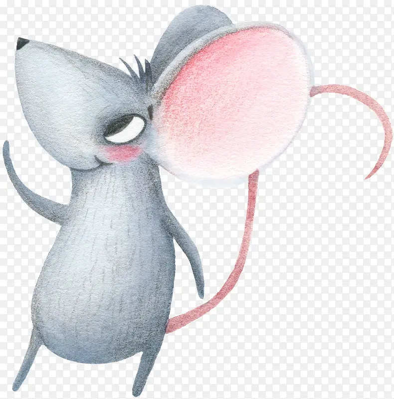 小老鼠水彩涂鸦插画