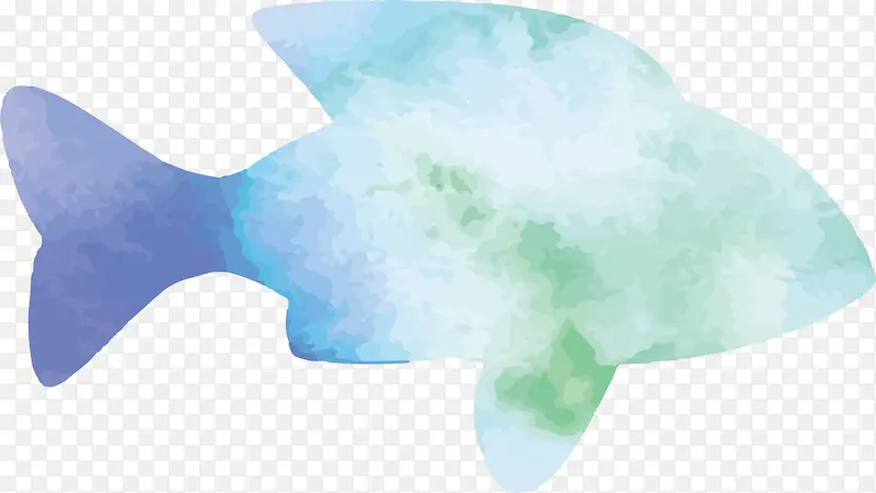 蓝色水彩梦幻海鱼