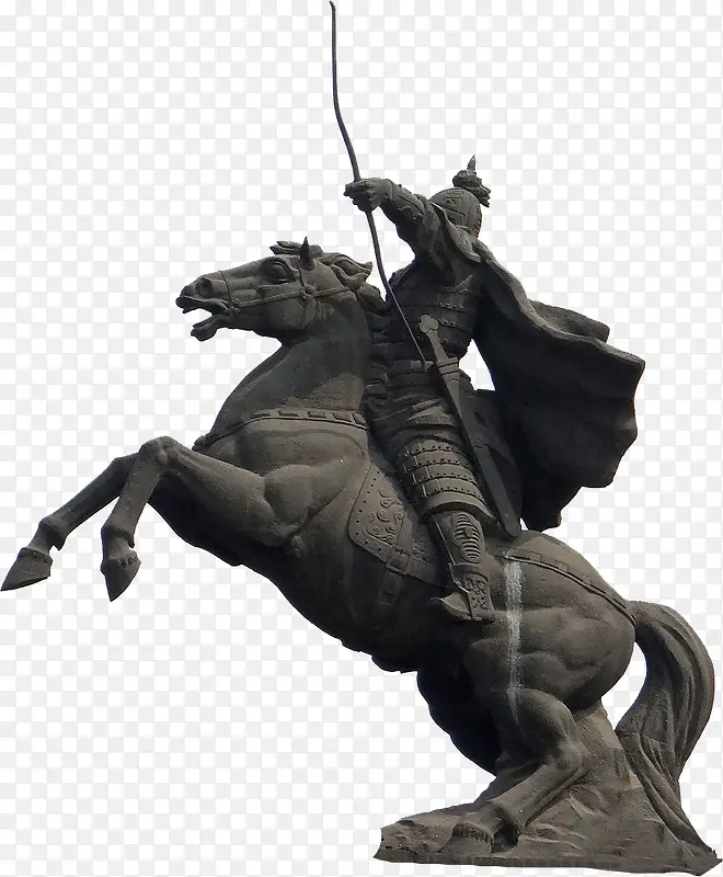骑马射箭的将军雕像