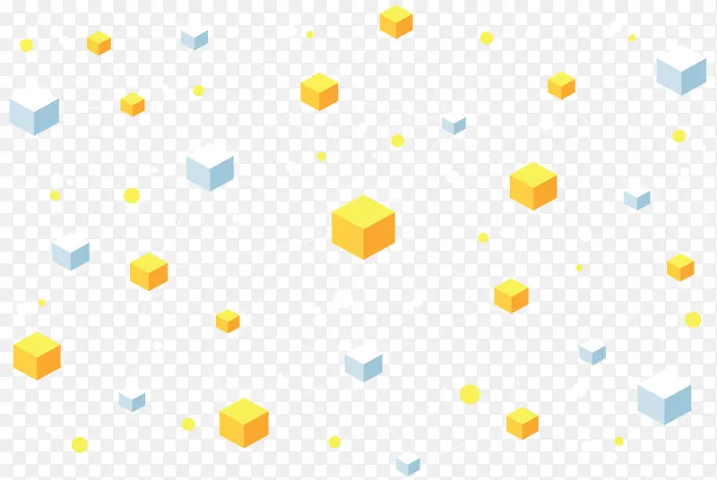 黄色立方体几何结构网