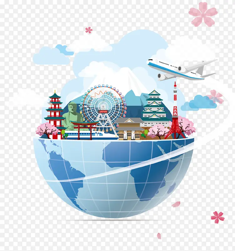 创意旅行地球立体插画