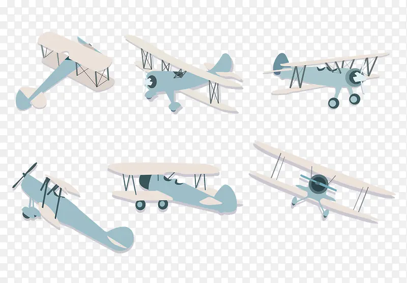 矢量清新卡通复古飞机模型素材